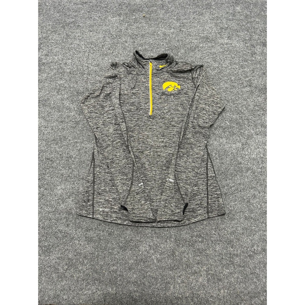 Nike Pullover Womens Size L Gray Iowa Hawkeyes Dri-Fit Quarter Zip Space Dye Top